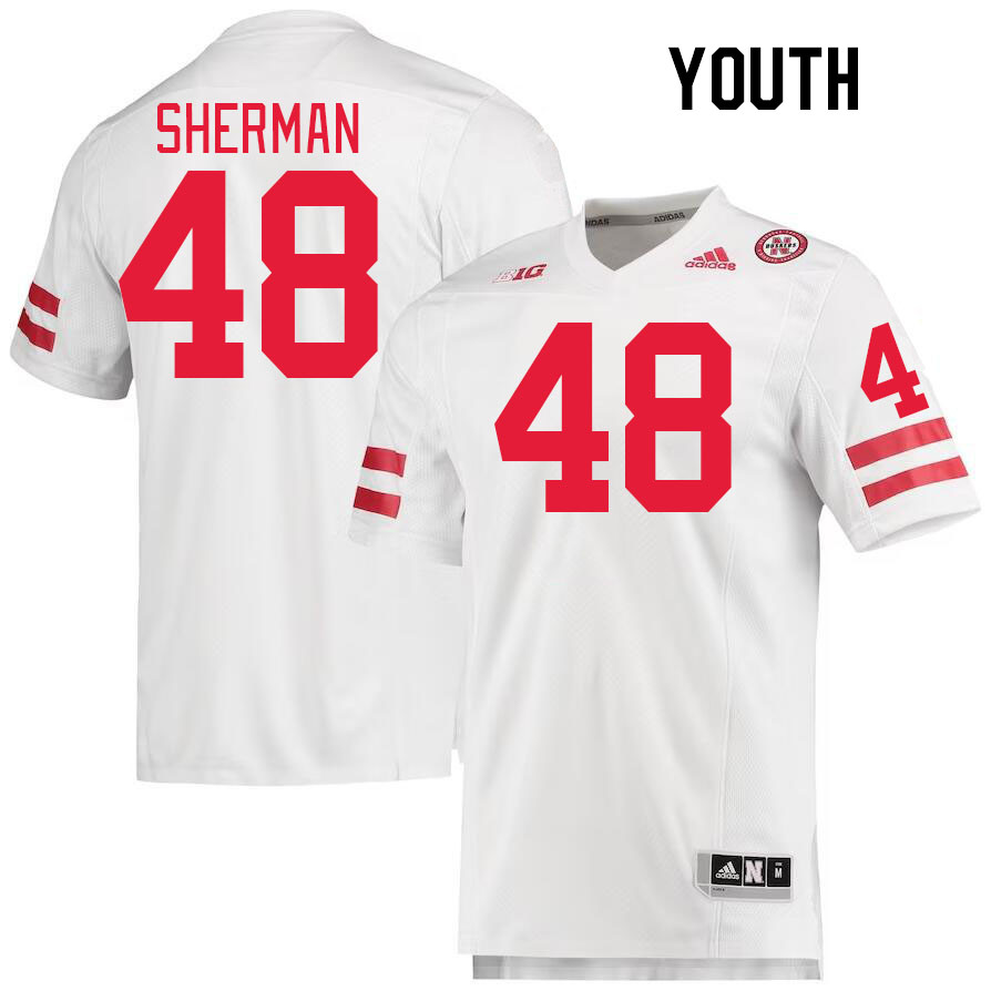 Youth #48 MJ Sherman Nebraska Cornhuskers College Football Jerseys Stitched Sale-White